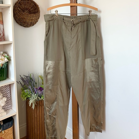 3.1 Phillip Lim Satin Cargo Belted Pant Olive green - Picture 15 of 16